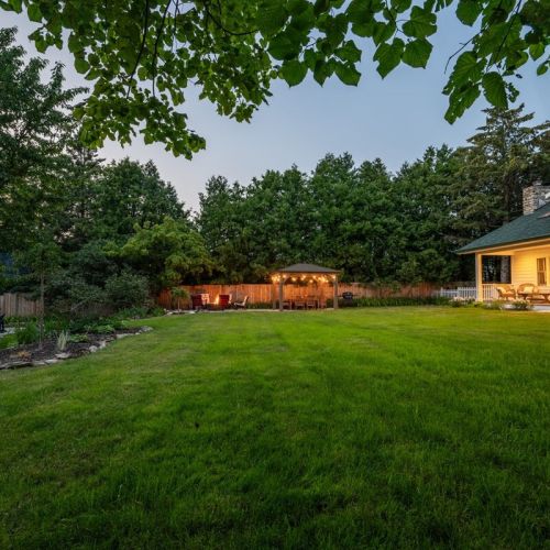 Our yard is spacious and perfect for outdoor games.