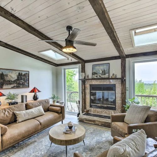 Experience breathtaking sunsets from the comfort of two indoor fireplaces, providing you with cozy relaxation during your stay.