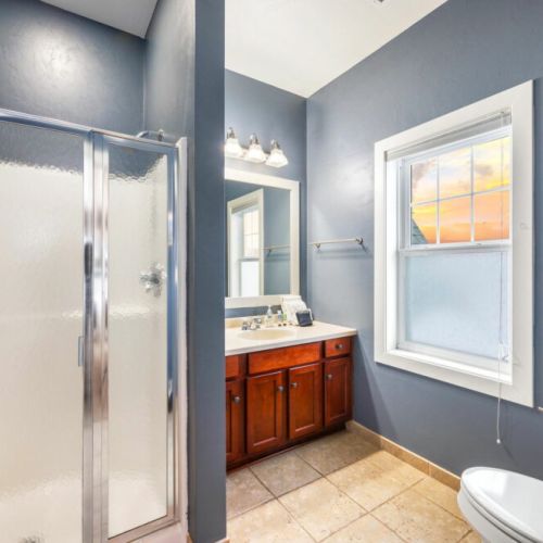 Bedroom #1 boasts a comfortable king sized and large whirlpool tub with en suite bathroom.