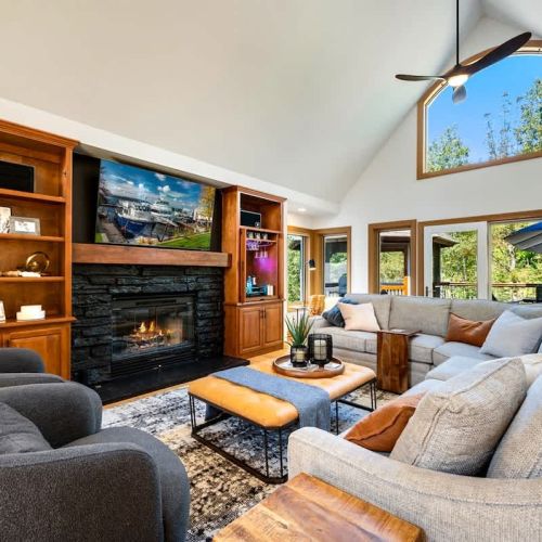 Sink into the plush cushions on the sectional or snuggle into a chair, enveloped by the cozy ambiance of our inviting living room.