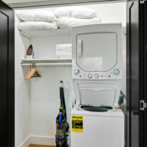 In unit washer and dryer ensures convenience and comfort during your stay.