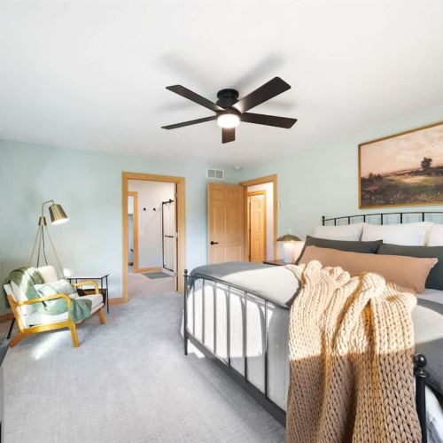 Enjoy a slow morning or a quiet afternoon with a book in our king bedroom.