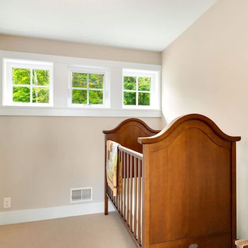 Located in the master suite, a crib provides comfort for the smallest of travelers.