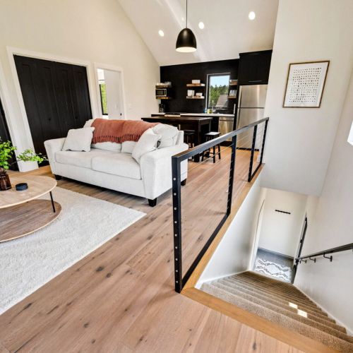 Private side entrance with staircase leading up to the Loft.