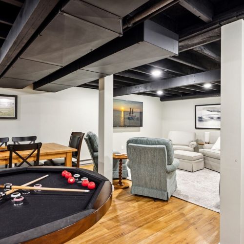 The basement offers guests peace of mind, ensuring they remain safe and entertained in any weather.