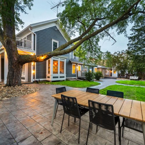 Our beautiful courtyard serves as a shared outdoor living space for our Historic Corner House guests.