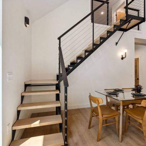 Head upstairs to the loft for a game of foosball or air hockey.. The perfect flex space for kids or groups.