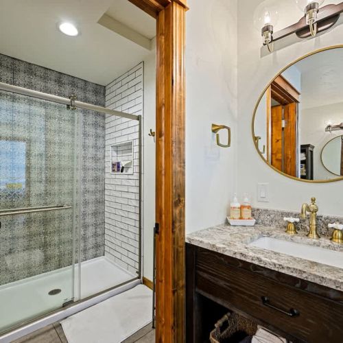 Bathroom #2 off of main upstairs hallway with large walk-in shower