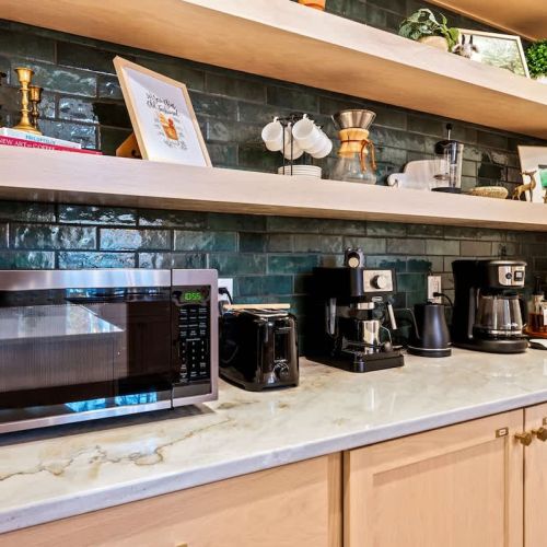 Enjoy a fresh cup of coffee from the coffee/drink bar.