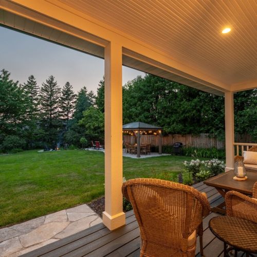 Our farmhouse back porch is a beautiful space in which to start or end your day.