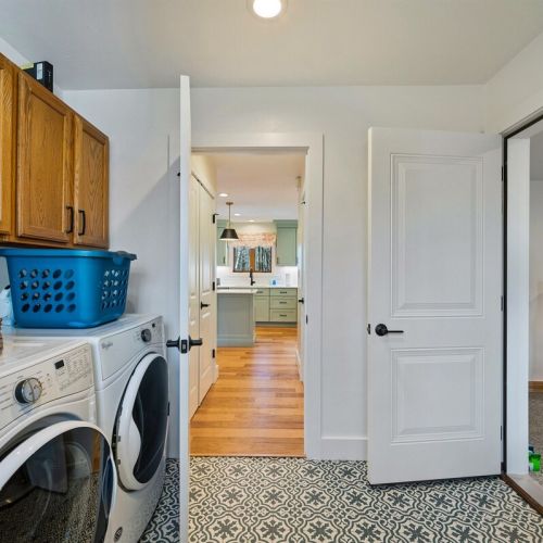 Our laundry room has a full-sized washer and dryer.