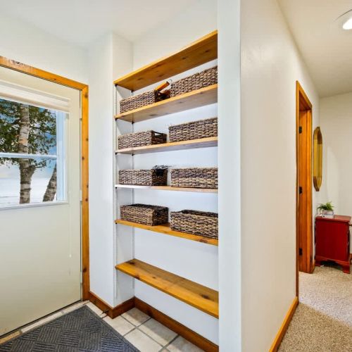 Ample back hall storage.