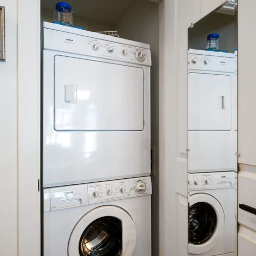 In-unit washer and dryer for guest convenience.
