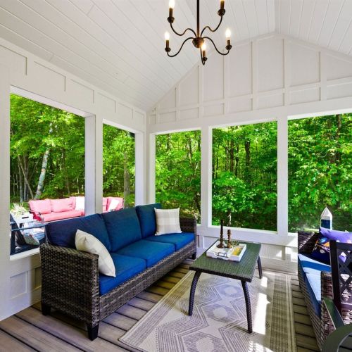 Our seasonal screen porch is the perfect spot for your morning coffee!