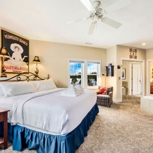 Bedroom #1 boasts a comfortable king sized and large whirlpool tub with en suite bathroom.