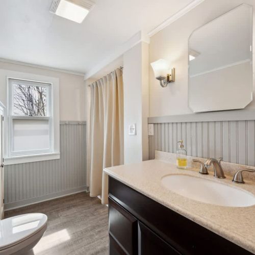 A second full bathroom means no waiting in line-plenty of space for everyone to get ready and unwind after a day of Door County adventures.